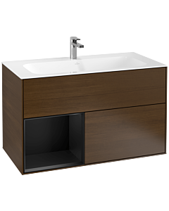 Villeroy und Boch Finion Villeroy und Boch F030PDGN 99,6x59,1x49,8cm, étagère gauche laqué noir mat, placage noyer