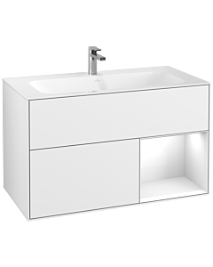 Villeroy und Boch Finion Waschtischunterschrank F040GFGF 99,6x59,1x49,8cm, Regal rechts Glossy white lacquer, Glossy white lacquer