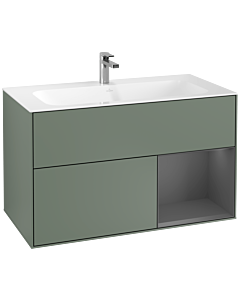 Villeroy und Boch Finion Villeroy und Boch F040GKGM 99,6x59,1x49,8cm, étagère à droite anthracite mat, Olive Matt Lacquer