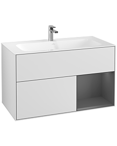 Villeroy und Boch Finion Waschtischunterschrank F040GKMT 99,6x59,1x49,8cm, Regal rechts Anthracite matt, White matt lacquer