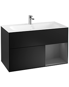 Villeroy und Boch Finion Waschtischunterschrank F040GKPD 99,6x59,1x49,8cm, Regal rechts Anthracite matt, Black matt lacquer
