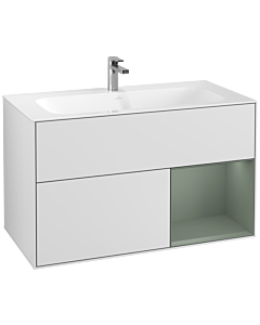 Villeroy und Boch Finion Villeroy und Boch F040GMMT 99,6x59,1x49,8cm, étagère à droite Olive Matt Lacquer , laqué blanc mat