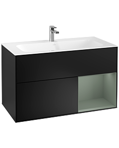 Villeroy und Boch Finion Villeroy und Boch F040GMPD 99,6x59,1x49,8cm, étagère à droite Olive Matt Lacquer , laqué noir mat