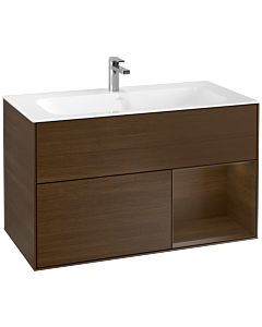 Villeroy und Boch Finion Waschtischunterschrank F040GNGN 99,6x59,1x49,8cm, Regal rechts Walnut veneer, Walnut veneer