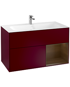 Villeroy und Boch Finion Waschtischunterschrank F040GNHB 99,6x59,1x49,8cm, Regal rechts Walnut veneer, Peony Matt