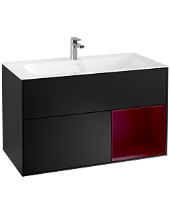 Villeroy und Boch Finion Waschtischunterschrank F040HBPD 99,6x59,1x49,8cm, Regal rechts Peony, Black matt lacquer