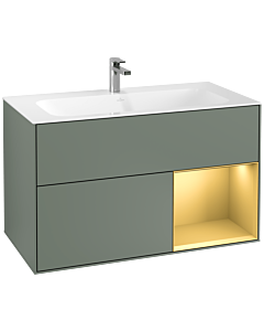Villeroy und Boch Finion Villeroy und Boch Finion F040HFGM 99.6x59.1x49.8cm, shelf on the right gold matt, Olive Matt Lacquer
