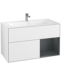 Villeroy und Boch Finion Villeroy und Boch F040HGGF 99,6x59,1x49,8cm, étagère à droite Midnight Blue Matt Lacquer , laqué blanc brillant