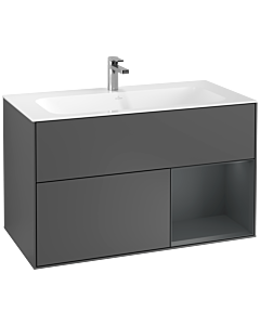 Villeroy und Boch Finion Waschtischunterschrank F040HGGK 99,6x59,1x49,8cm, Regal rechts Midnight Blue Matt Lacquer, Anthracite matt