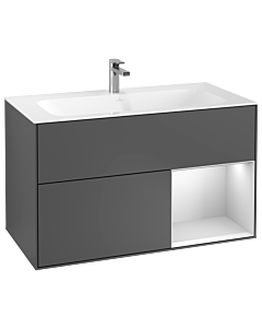 Villeroy und Boch Finion Villeroy und Boch F040MTGK 99,6x59,1x49,8cm, étagère à droite blanc laqué mat, anthracite mat