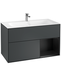 Villeroy und Boch Finion Villeroy und Boch F040PDHG 99,6x59,1x49,8cm, étagère à droite laqué noir mat, Midnight Blue Matt Lacquer