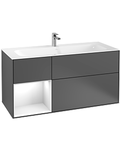Villeroy und Boch Finion Villeroy und Boch F060GFGK 119,6x59,1cm, étagère gauche laqué blanc brillant, anthracite mat