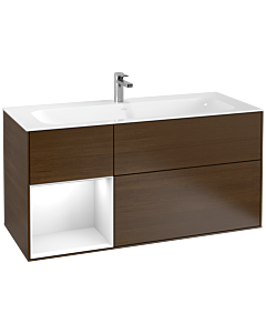 Villeroy und Boch Finion Villeroy und Boch F060GFGN 119,6x59,1cm, étagère gauche laqué blanc brillant, placage noyer