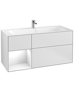 Villeroy und Boch Finion Villeroy und Boch F060GFMT 119,6x59,1 cm, étagère gauche laqué blanc brillant, laqué blanc mat