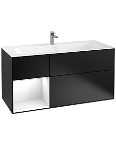 Villeroy und Boch Finion Waschtischunterschrank F060GFPD 119,6x59,1cm, Regal links Glossy white lacquer, Black matt lacquer