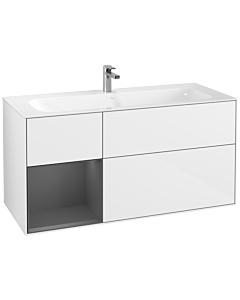 Villeroy und Boch Finion Villeroy und Boch F060GKGF 119,6x59,1cm, étagère gauche anthracite mat, laqué blanc brillant