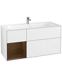 Villeroy und Boch Finion Villeroy und Boch Finion F060GNGF 119.6x59.1cm, shelf left Walnut veneer, Glossy white lacquer