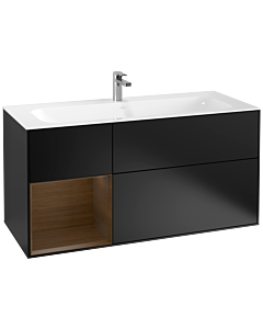 Villeroy und Boch Finion Waschtischunterschrank F060GNPD 119,6x59,1cm, Regal links Walnut veneer, Black matt lacquer