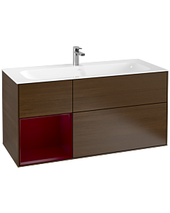 Villeroy und Boch Finion Waschtischunterschrank F060HBGN 119,6x59,1cm, Regal links Peony, Walnut veneer