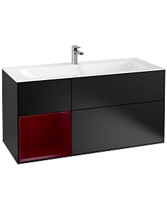 Villeroy und Boch Finion Waschtischunterschrank F060HBPD 119,6x59,1cm, Regal links Peony, Black matt lacquer