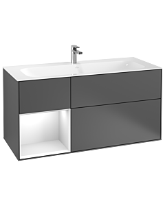 Villeroy und Boch Finion Waschtischunterschrank F060MTGK 119,6x59,1cm, Regal links White matt lacquer, Anthracite matt