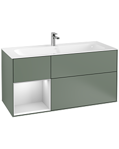 Villeroy und Boch Finion Waschtischunterschrank F060MTGM 119,6x59,1cm, Regal links White matt lacquer, Olive Matt Lacquer