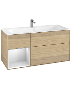 Villeroy und Boch Finion Waschtischunterschrank F060MTPC 119,6x59,1cm, Regal links White matt lacquer, Oak Veneer