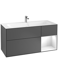 Villeroy und Boch Finion Villeroy und Boch F070GFGK 119,6x59,1cm, étagère à droite laqué blanc brillant, anthracite mat
