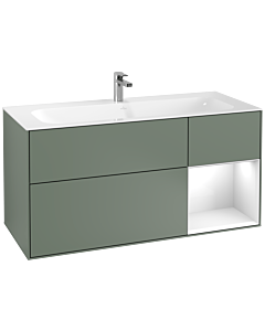 Villeroy und Boch Finion Villeroy und Boch F070GFGM 119,6x59,1cm, étagère à droite Laque blanc brillant, Olive Matt Lacquer