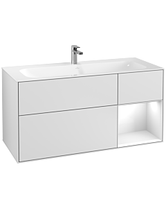 Villeroy und Boch Finion Villeroy und Boch F070GFMT 119,6x59,1cm, étagère à droite laqué blanc brillant, laqué blanc mat
