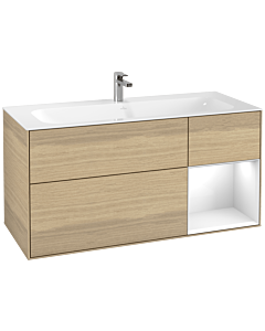 Villeroy und Boch Finion Waschtischunterschrank F070GFPC 119,6x59,1cm, Regal rechts Glossy white lacquer, Oak Veneer