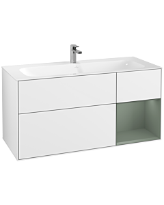 Villeroy und Boch Finion Villeroy und Boch F070GMGF 119,6x59,1cm, étagère à droite Olive Matt Lacquer , laqué blanc brillant