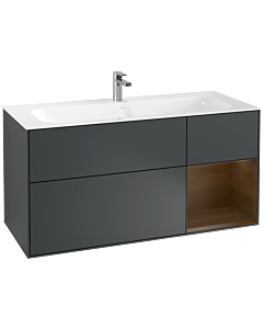 Villeroy und Boch Finion Villeroy und Boch F070GNHG 119,6x59,1cm, étagère droite placage noyer, Midnight Blue Matt Lacquer