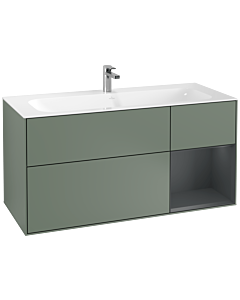 Villeroy und Boch Finion Villeroy und Boch vasque F070HGGM 119,6x59,1 cm, étagère à droite Midnight Blue Matt Lacquer , Olive Matt Lacquer