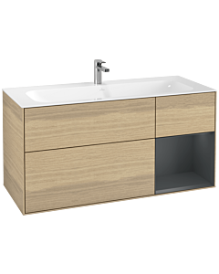 Villeroy und Boch Finion Villeroy und Boch vasque F070HGPC 119,6x59,1 cm, étagère à droite Midnight Blue Matt Lacquer , Oak Veneer