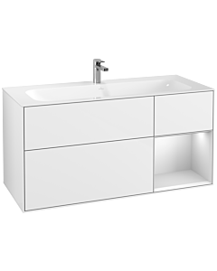Villeroy und Boch Finion Villeroy und Boch F070MTGF 119,6x59,1cm, étagère à droite laqué blanc mat, laqué blanc brillant