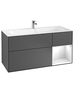 Villeroy und Boch Finion Villeroy und Boch G070MTGK 119,6x59,1cm, Emotion, étagère à droite laqué blanc mat, anthracite mat