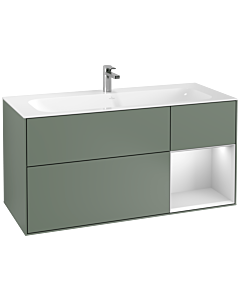 Villeroy und Boch Finion Waschtischunterschrank F070MTGM 119,6x59,1cm, Regal rechts White matt lacquer, Olive Matt Lacquer