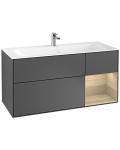 Villeroy und Boch Finion Waschtischunterschrank F070PCGK 119,6x59,1cm, Regal rechts Oak Veneer, Anthracite matt