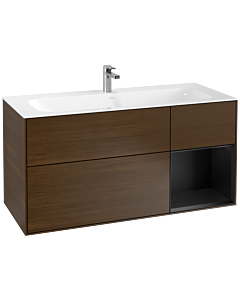 Villeroy und Boch Finion Waschtischunterschrank F070PDGN 119,6x59,1cm, Regal rechts Black matt lacquer, Walnut veneer