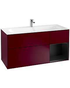 Villeroy und Boch Finion Villeroy und Boch F070PDHB 119,6x59,1cm, étagère à droite laqué noir mat, Peony Matt