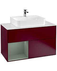 Villeroy und Boch Finion Villeroy und Boch Finion F111GMHB 100cm, cover plate black matt, shelf left Olive Matt Lacquer , Peony Matt