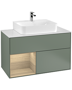 Villeroy und Boch Finion Villeroy und Boch Finion F111PCGM 100cm, cover plate black matt, shelf left Oak Veneer , Olive Matt Lacquer