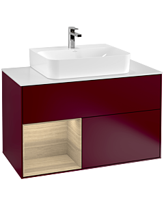 Villeroy und Boch Finion Villeroy und Boch Finion F111PCHB 100cm, cover plate black matt, shelf left Oak Veneer , Peony Matt