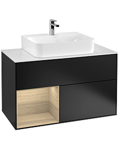 Villeroy und Boch Finion Villeroy und Boch F111PCPD 100cm, couvercle noir mat, étagère gauche Oak Veneer , laqué noir mat