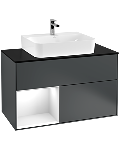 Villeroy und Boch Finion Villeroy und Boch Finion F112GFHG 100cm, cover plate white matt, shelf left Glossy white lacquer, Midnight Blue Matt Lacquer