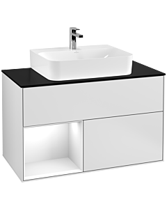 Villeroy und Boch Finion Villeroy und Boch Finion F112GFMT 100cm, cover plate white matt, shelf left Glossy white lacquer, white matt lacquer