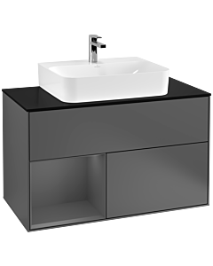Villeroy und Boch Finion Villeroy und Boch Finion F112GKGK 100cm, cover plate white matt, shelf on the left anthracite matt, anthracite matt