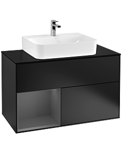 Villeroy und Boch Finion Villeroy und Boch Finion F112GKPD 100cm, cover plate white matt, shelf left anthracite matt, black matt lacquer