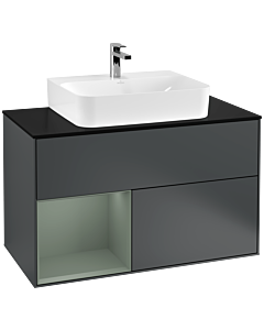 Villeroy und Boch Finion Villeroy und Boch Finion F112GMHG 100cm, cover plate white matt, shelf left Olive Matt Lacquer , midnight Blue Matt Lacquer